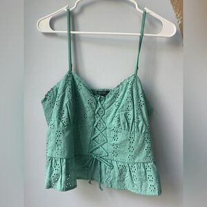 Target green eyelet corset tank top